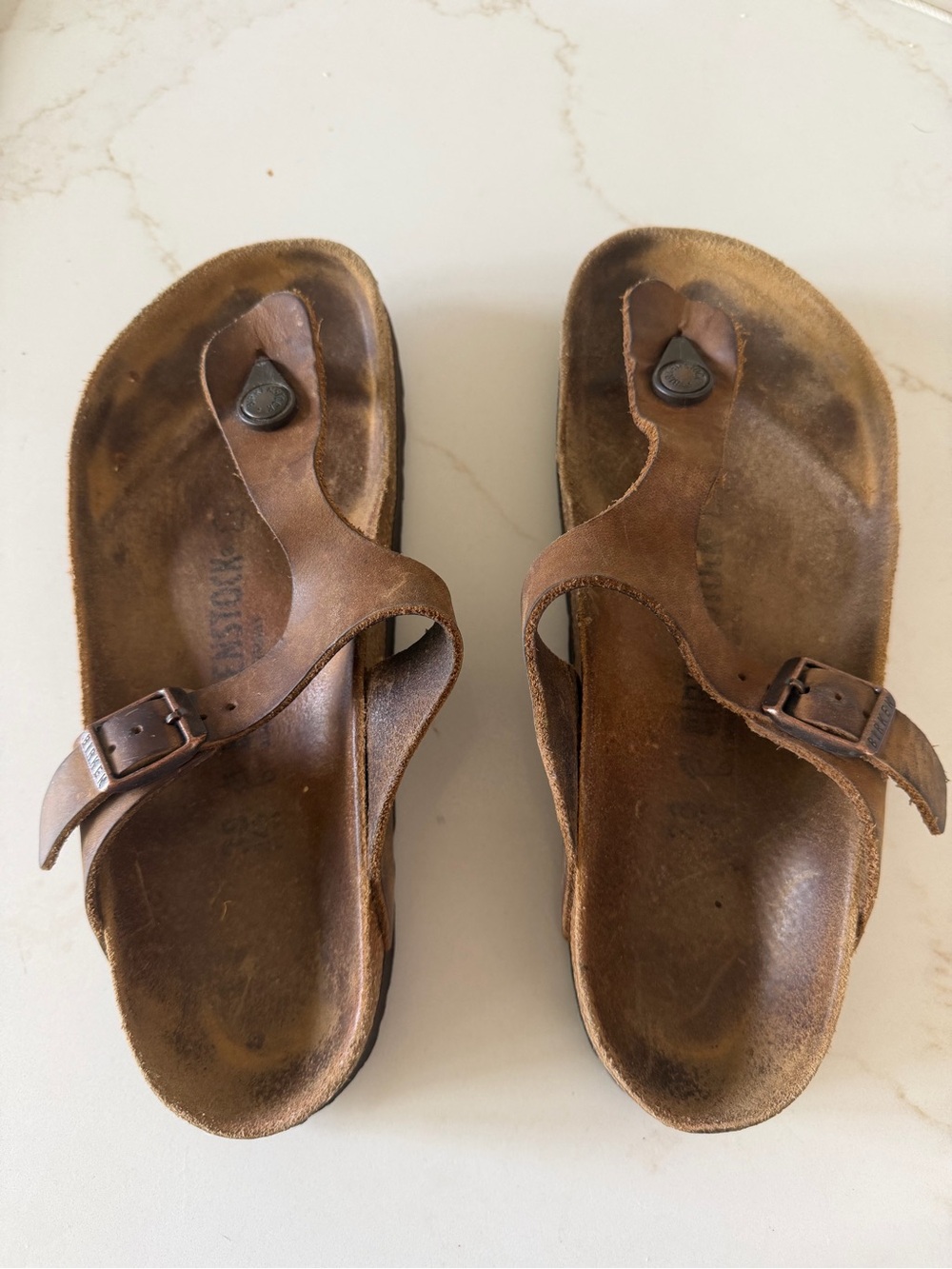 Birkenstock Brown Leather Thong Sandals
